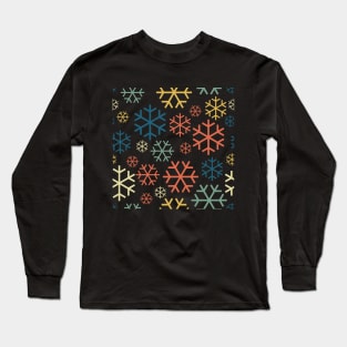 Retro Christmas Snowflakes Pattern Long Sleeve T-Shirt